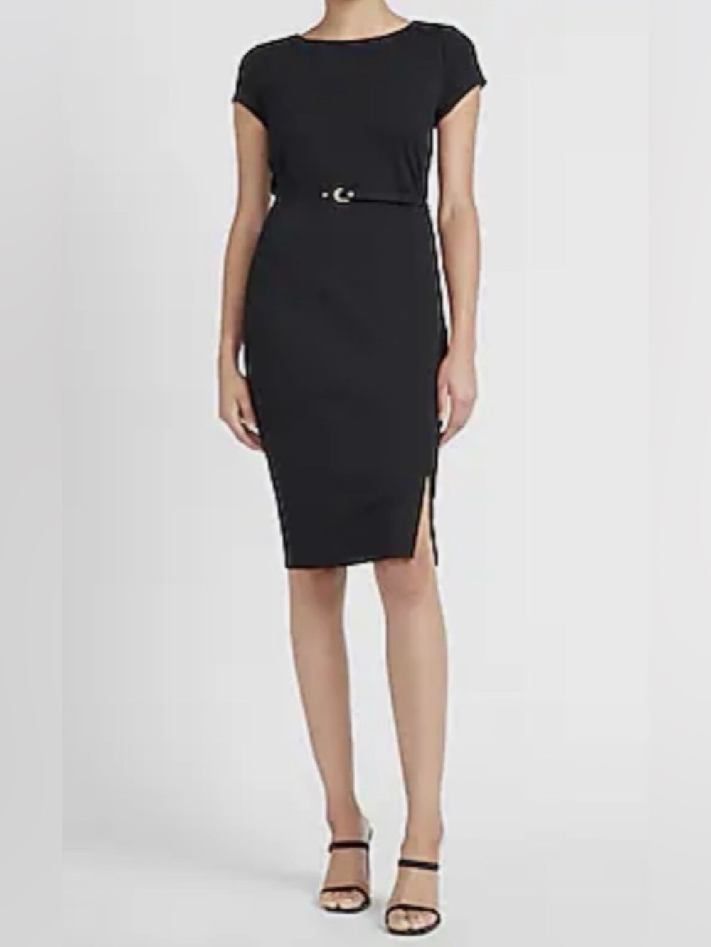 New! Express Belted Sheath Dress Casual Size XS Black - Picture 13 of 13